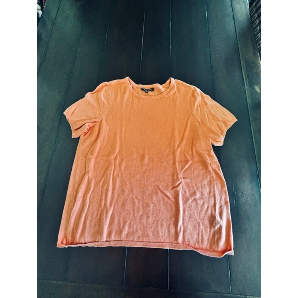 Adrienne Vittadini Woman 2X Peach Coral Short Sleeve Cotton Blend Knit Sweater